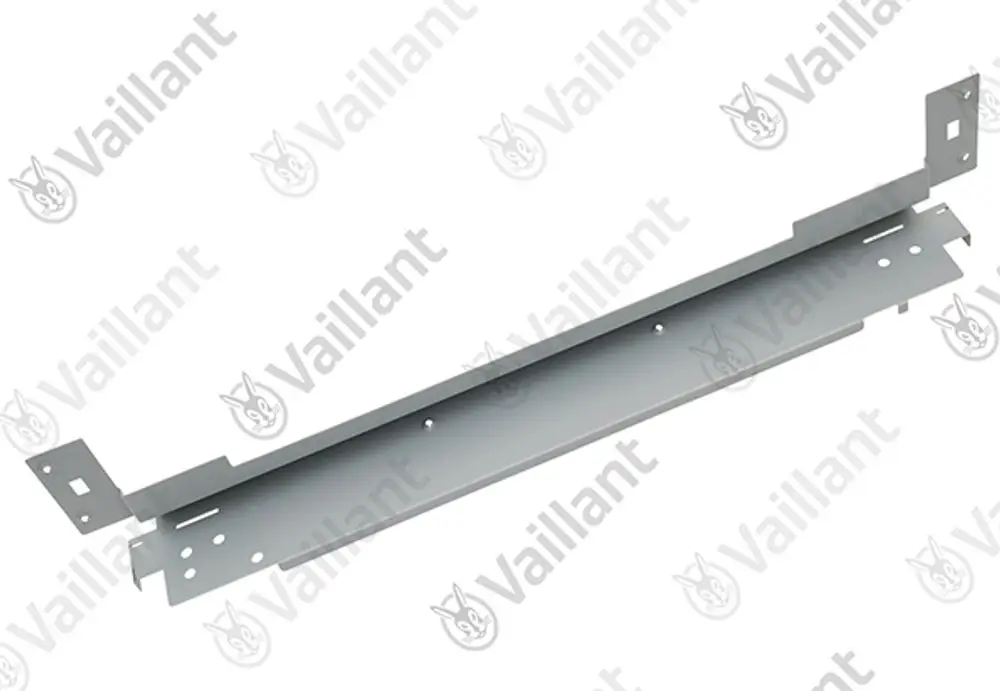 Vaillant Halter aus Metall, lang und flach, mit seitlichen Montagebeschlägen, geeignet zur Befestigung von Heizungsgeräten oder ähnlichen Anwendungen.